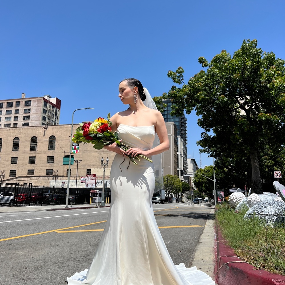 Pronovias White Strapless Wedding Dress - Picture 2 of 6